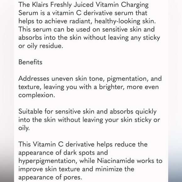 🦋 Klairs Freshly Juiced Vitamin Charging Serum New 1oz - Picture 5 of 5